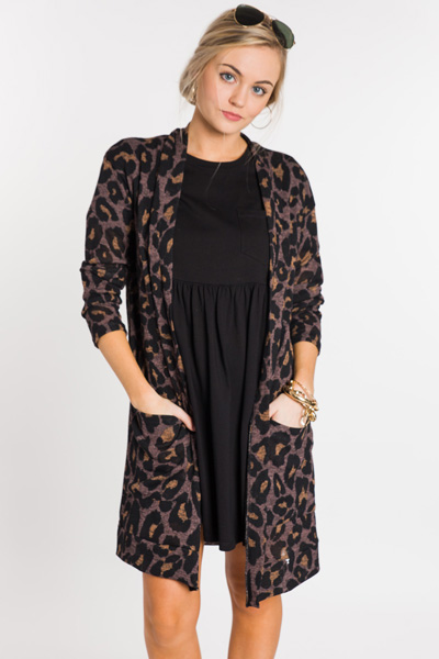 Spotty Leopard Cardi, Mocha