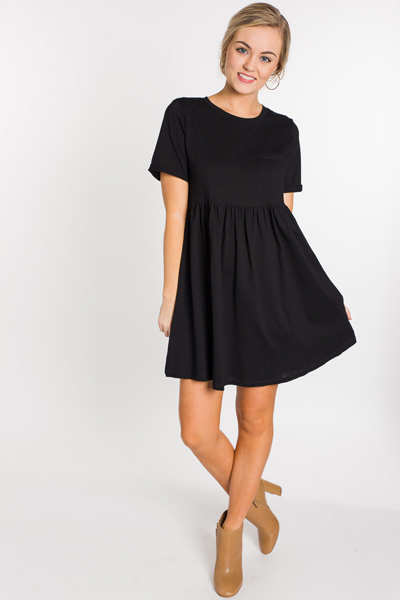 Throwback Babydoll Dress, Black