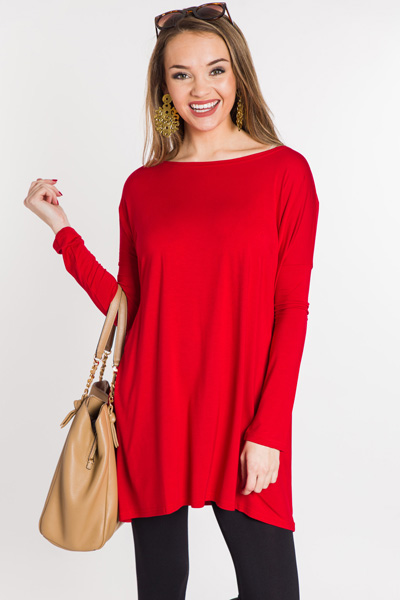 Piko Tunic Dress, Red