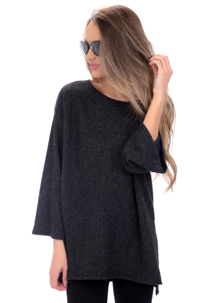 Demi Ribbed Sweater, Charcoal