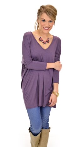 V-neck Dolman Top, Purple