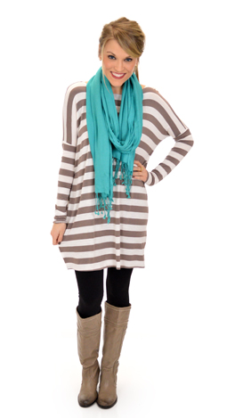 Box Tunic, Mocha Stipe