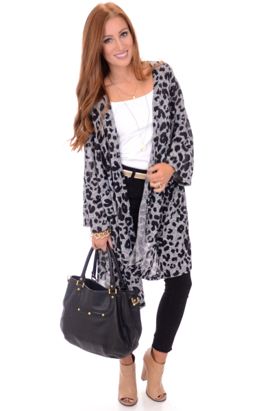 Sabrina Leopard Cardi, Grey