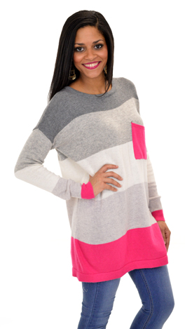 Pacific Sweater, Fuchsia Grey