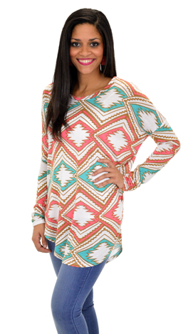 Oasis Tunic Tee, Aqua Diamond
