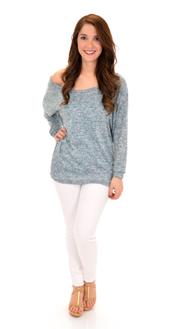 Speckled Scoop Neck, Teal