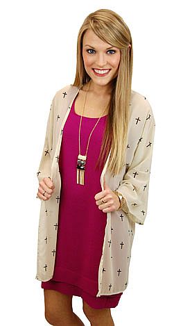 Sheer Crosses Cardigan, Ivory
