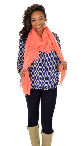 Ikat Blouse, Navy