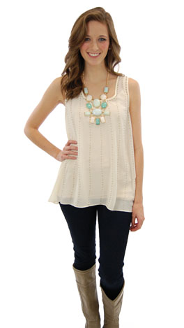 Beaded Up Tank, Ivory