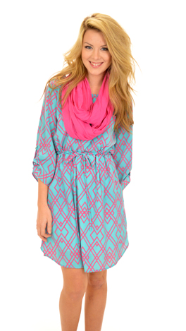 Geo Diamond Dress, Blue