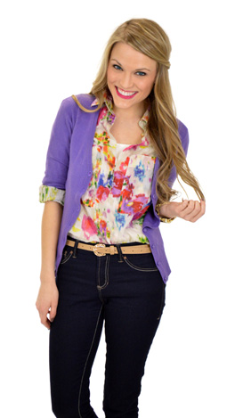 Classic Cardigan, Purple