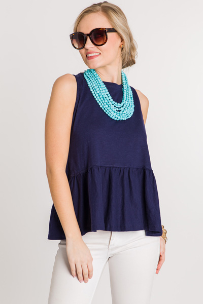 Lennon Peplum Tank, Navy