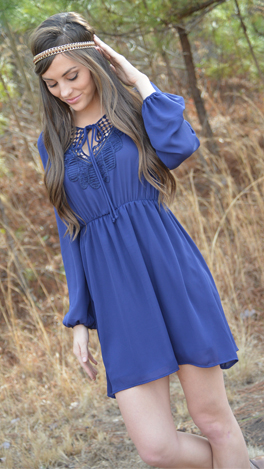 Crochet My Day Dress, Navy