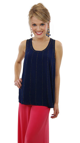Beaded Up Tank, Navy