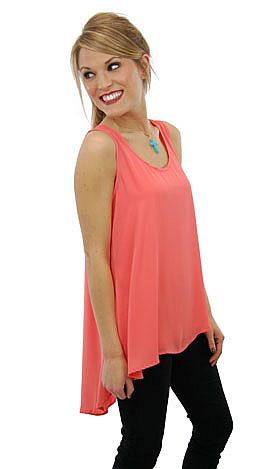Swinging Free Tank, Coral