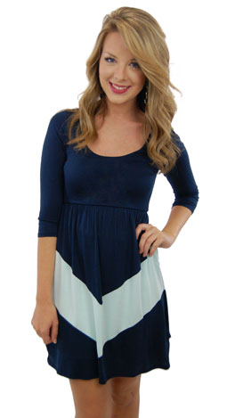 Chevron Stripe Dress, Navy