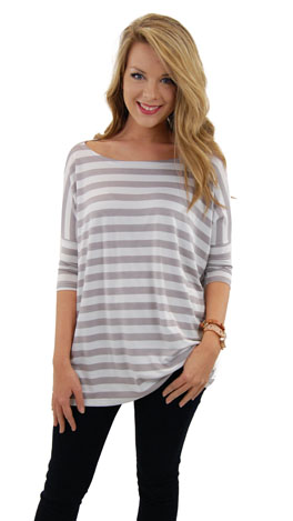 Outside The Box Top, Gray Stripe