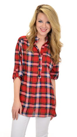 Plaid About You Top, White