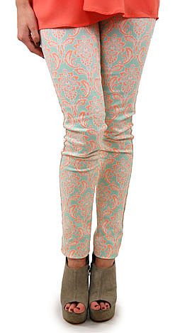 Coral Damask Jeans