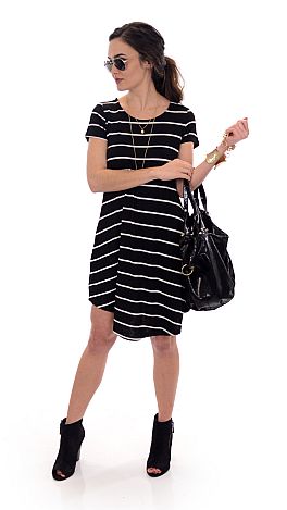 Stripes and Pockets Tunic, Black