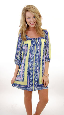 Scarf Print Shift, Yellow
