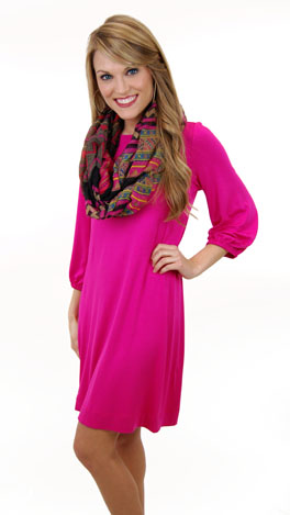 Basic Boatneck Tunic, Fuschia