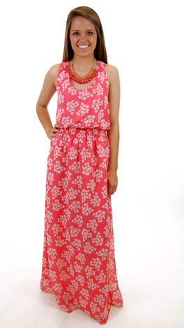 Peach Pansies Maxi