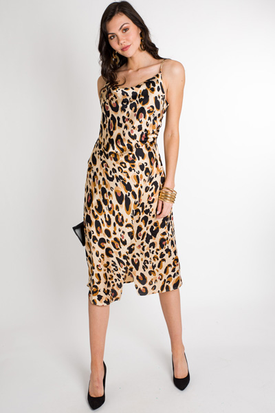 Leopard Satin Midi