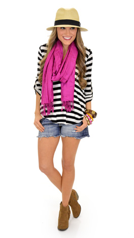 Van Camp Top, Blk Stripe