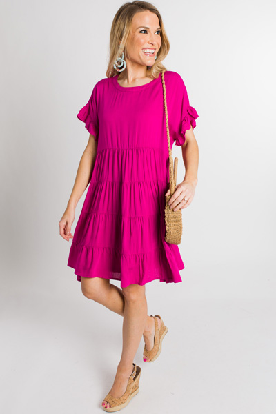 Tiers of Color Dress, Fuchsia