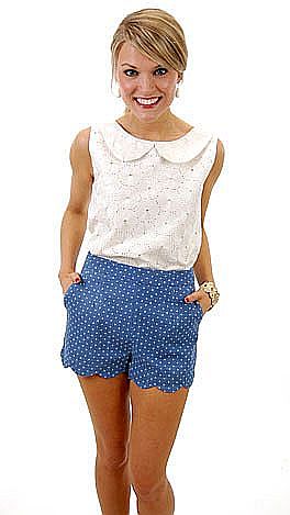 KARLIE Denim Dots Shorts