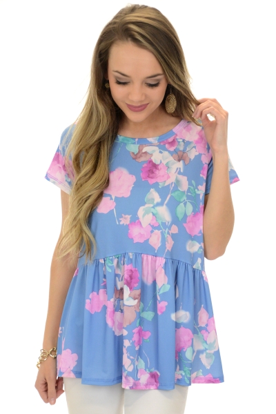 Flora-ever Babydoll Top, Seafoam