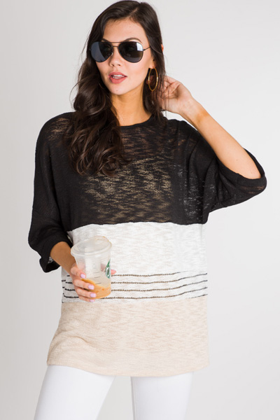 Neutral Knit Colorblock Tunic