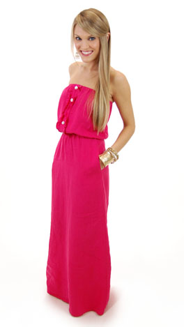 Ruffle Linen Maxi, Pink