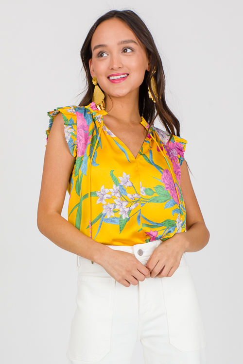 Silk Floral Blouse, Marigold Multi - New Arrivals - The Blue Door Boutique