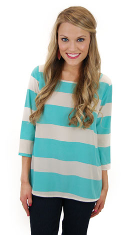 Savannah Stripes Top, aqua