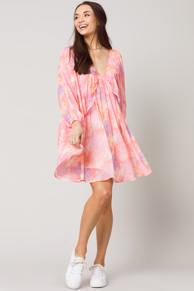 Wonderland Dyed Dress, Orange