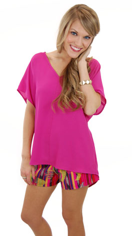 Easy V Blouse, Pink