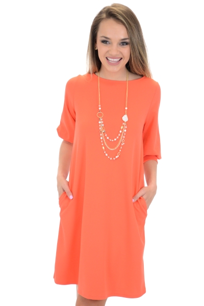 Essential Pocket Dress, Orange