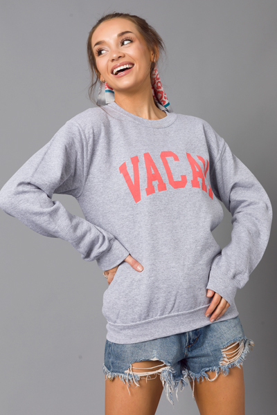 Vacay Sweatshirt, Heather Grey