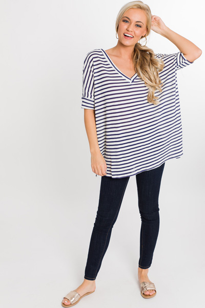 Navy Stripes Top