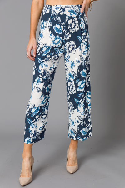 Summer Flower Pants, Navy