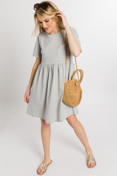 Throwback Babydoll Dress, Heather
