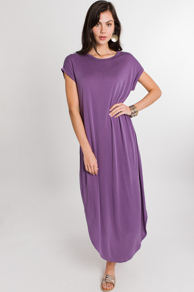 Rolled Sleeve Maxi, Dusty Purple