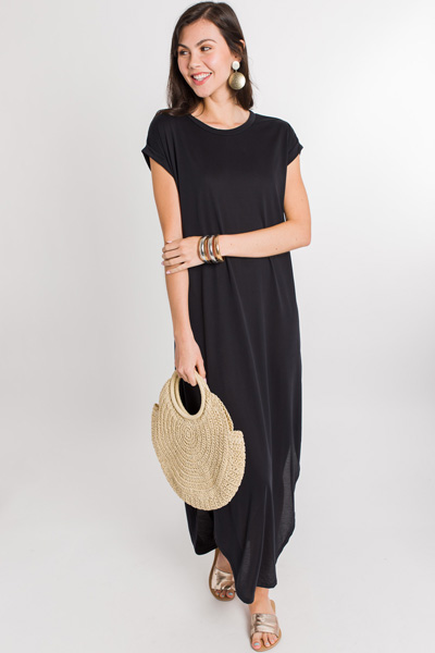Rolled Sleeve Maxi, Black