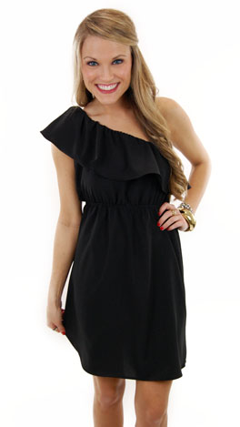 Classic 1 Shoulder Dress, Black