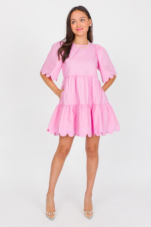 Scalloped Trim Slip Dress Pink main image 1