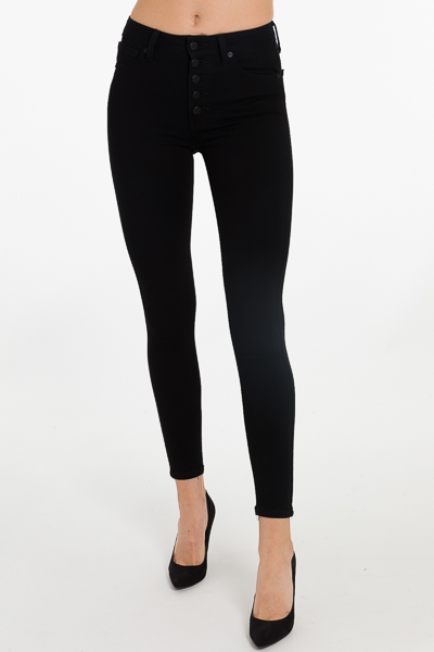 Button Front Skinny, Black
