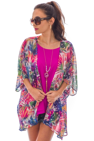 Raspberry Palms Kimono