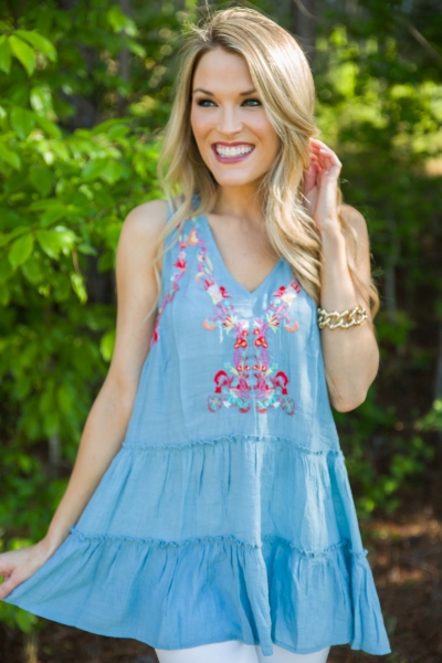 Beachin Life Tank, Dusty Blue